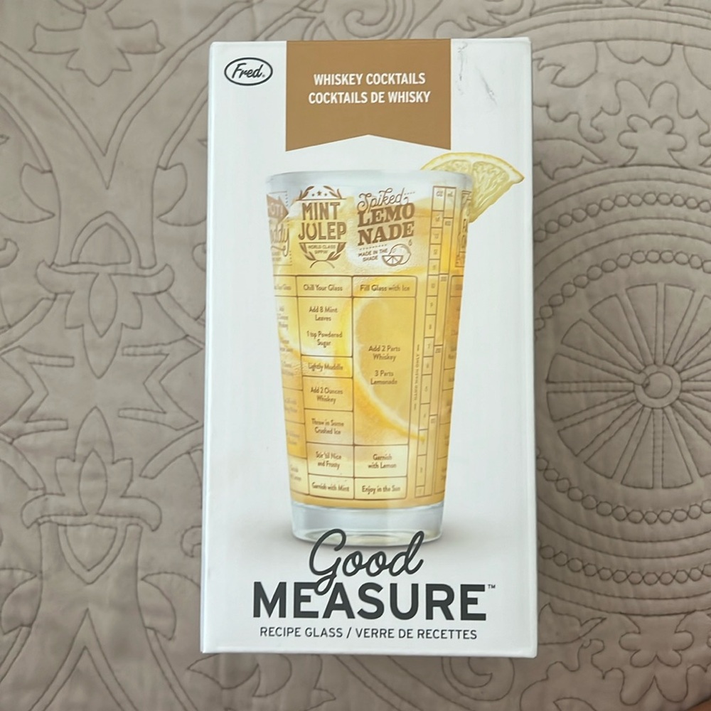 Fred Good Measure Cocktail Recipe Glass, Whiskey - NIB